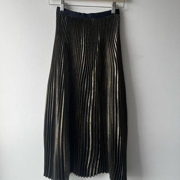 Babaton Metallic Bronze Pleated Midi Skirt - Picture 2 of 4
